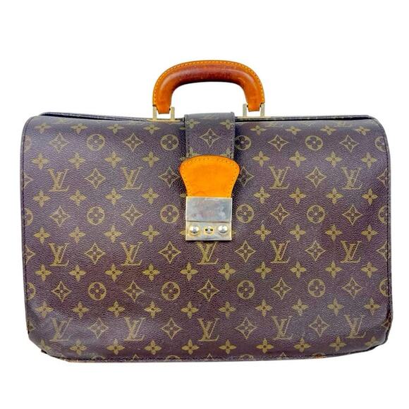 LOUIS VUITTON Monogram Serviette Fermoir Business Bag, Dr’s Briefcase Vintage - Picture 1 of 16